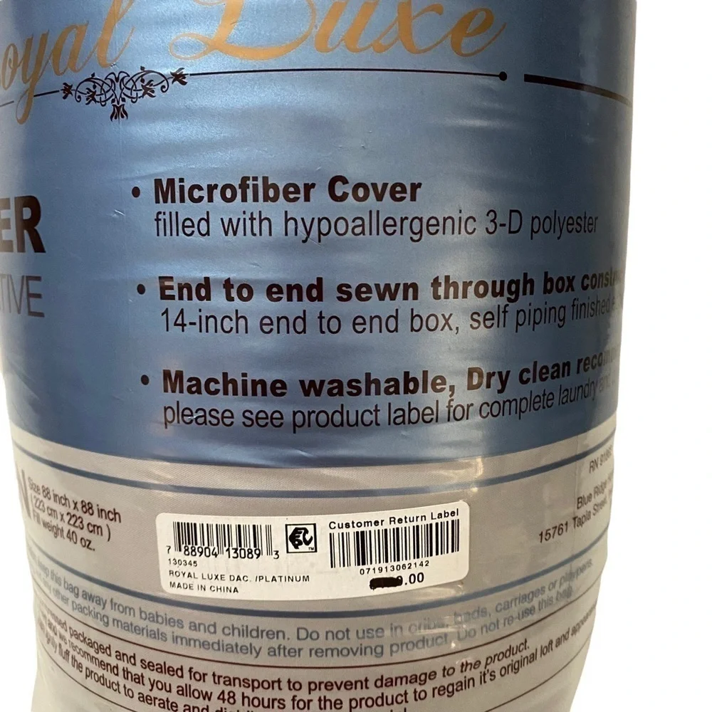 Royal Luxe Lightweight Microfiber Color Down Alternative Full/Queen Comforter